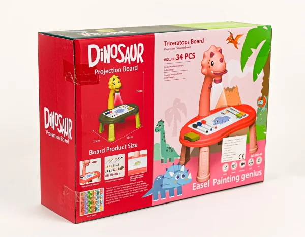 Kresliaci projektor pre deti s motívom dinosaura na batérie - ružový