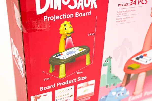 Kresliaci projektor pre deti s motívom dinosaura na batérie - ružový