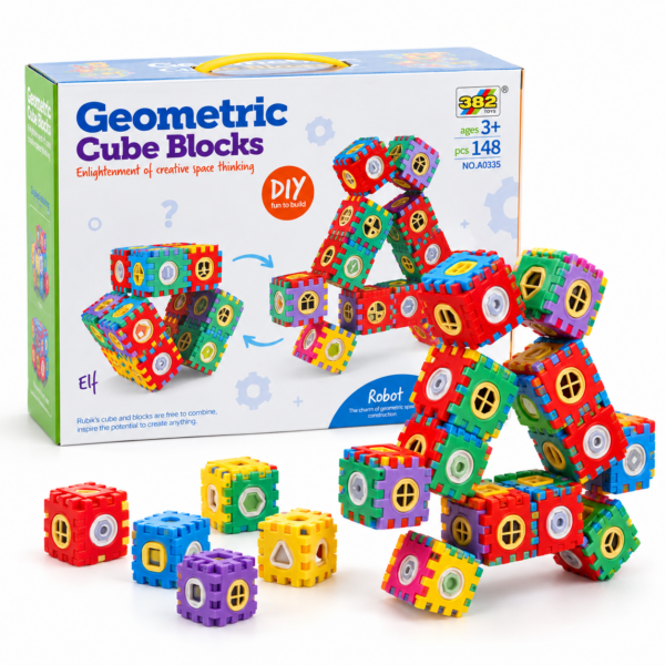 95EEC411-8260-4EE0-8B83-9CB64D8BE2A8 Geometrická stavebnica – Kocky Cube Blocks (148 dielov)