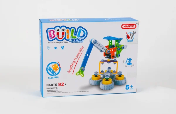 Konštrukčná stavebnica Build & Play – Žeriav a stroje (92 dielov)