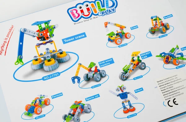 Konštrukčná stavebnica Build & Play – Žeriav a stroje (92 dielov)