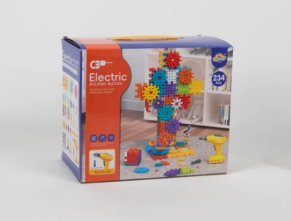 Elektrická stavebnica s ozubenými kolieskami a vŕtačkou (234 dielov)