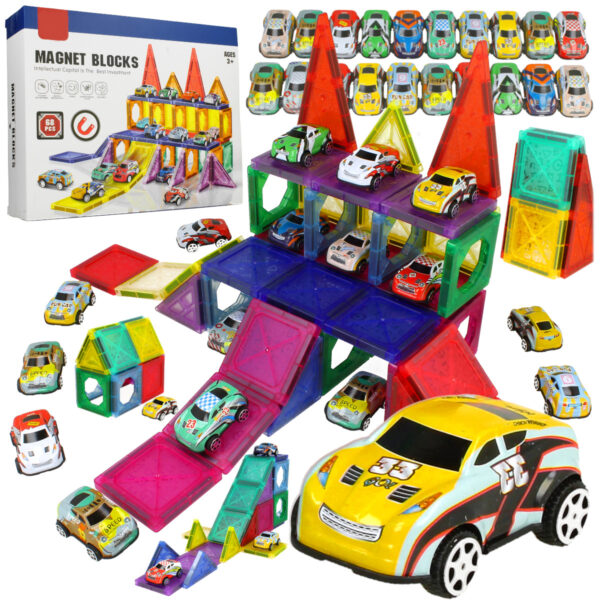 Magnetická stavebníca Garáž + 20 autíčok