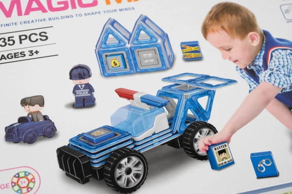 Magnetická stavebnica – Policajné auto 35ks