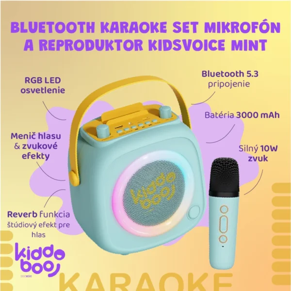 kb23028mnt-bluetooth-karaoke-set-mikrofon-a-reproduktor-kidsvoice-mint-04-1100x1100h Kiddoboo Bluetooth Karaoke set mikrofón a reproduktor KidsVoice Mint